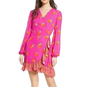 Charles Henry Pink Floral Long Sleeve Dress